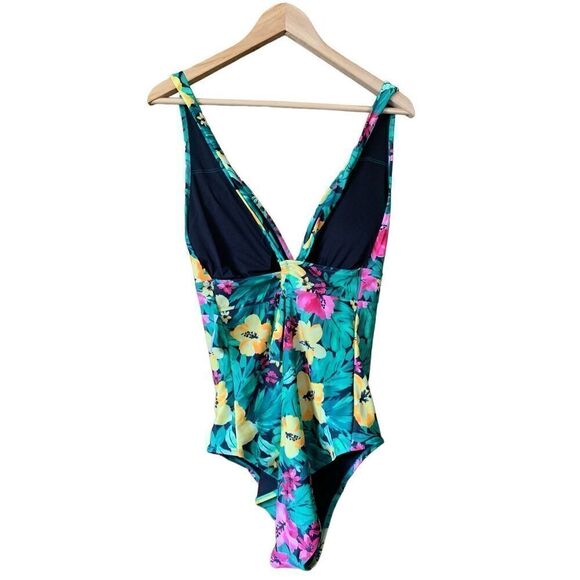 Old Navy Tie-Back One-Piece Swimsuit Tropical Floral Size XL - Picture 5 of 12